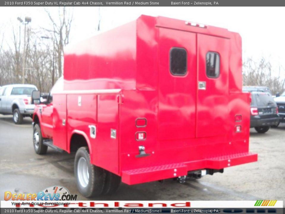 2010 Ford F350 Super Duty XL Regular Cab 4x4 Chassis Vermillion Red / Medium Stone Photo #8