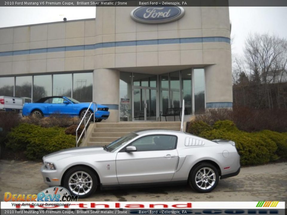 2010 Ford Mustang V6 Premium Coupe Brilliant Silver Metallic / Stone Photo #1