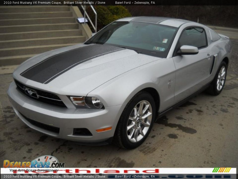 2010 Ford Mustang V6 Premium Coupe Brilliant Silver Metallic / Stone Photo #2
