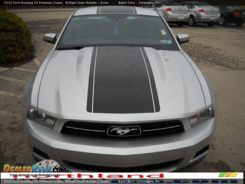 2010 Ford Mustang V6 Premium Coupe Brilliant Silver Metallic / Stone Photo #3