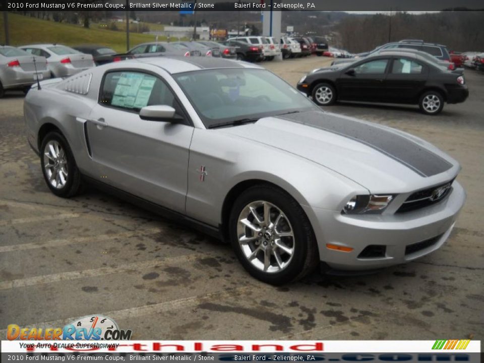 2010 Ford Mustang V6 Premium Coupe Brilliant Silver Metallic / Stone Photo #4