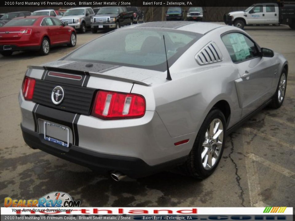 2010 Ford Mustang V6 Premium Coupe Brilliant Silver Metallic / Stone Photo #6