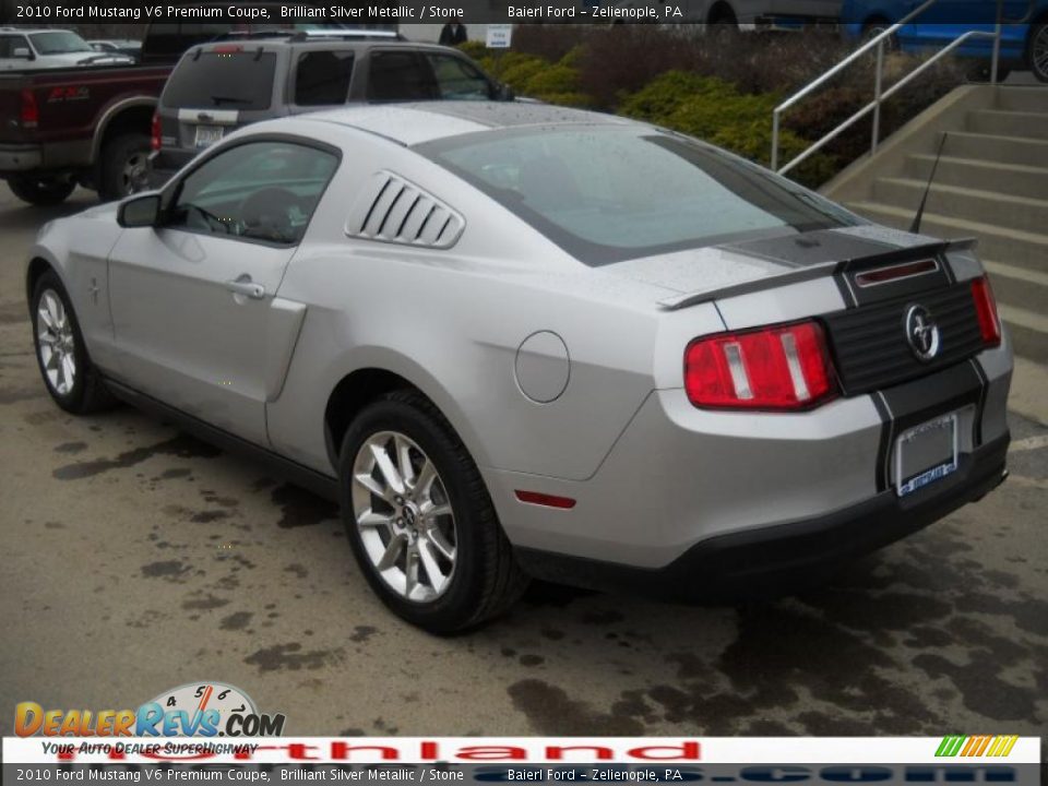 2010 Ford Mustang V6 Premium Coupe Brilliant Silver Metallic / Stone Photo #8