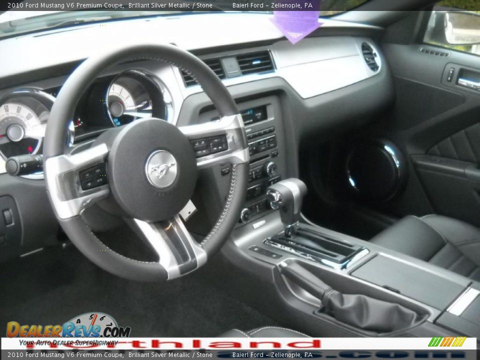 2010 Ford Mustang V6 Premium Coupe Brilliant Silver Metallic / Stone Photo #10