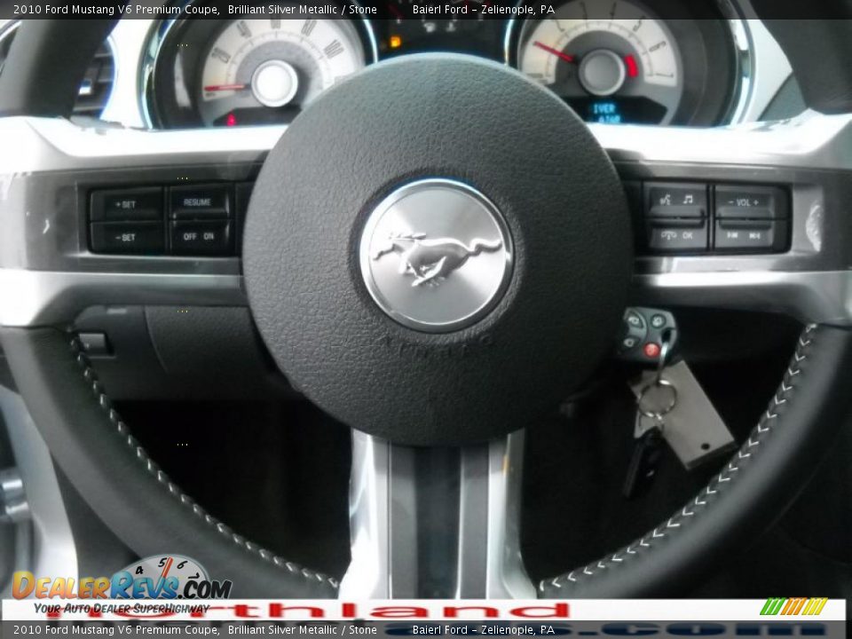 2010 Ford Mustang V6 Premium Coupe Brilliant Silver Metallic / Stone Photo #19