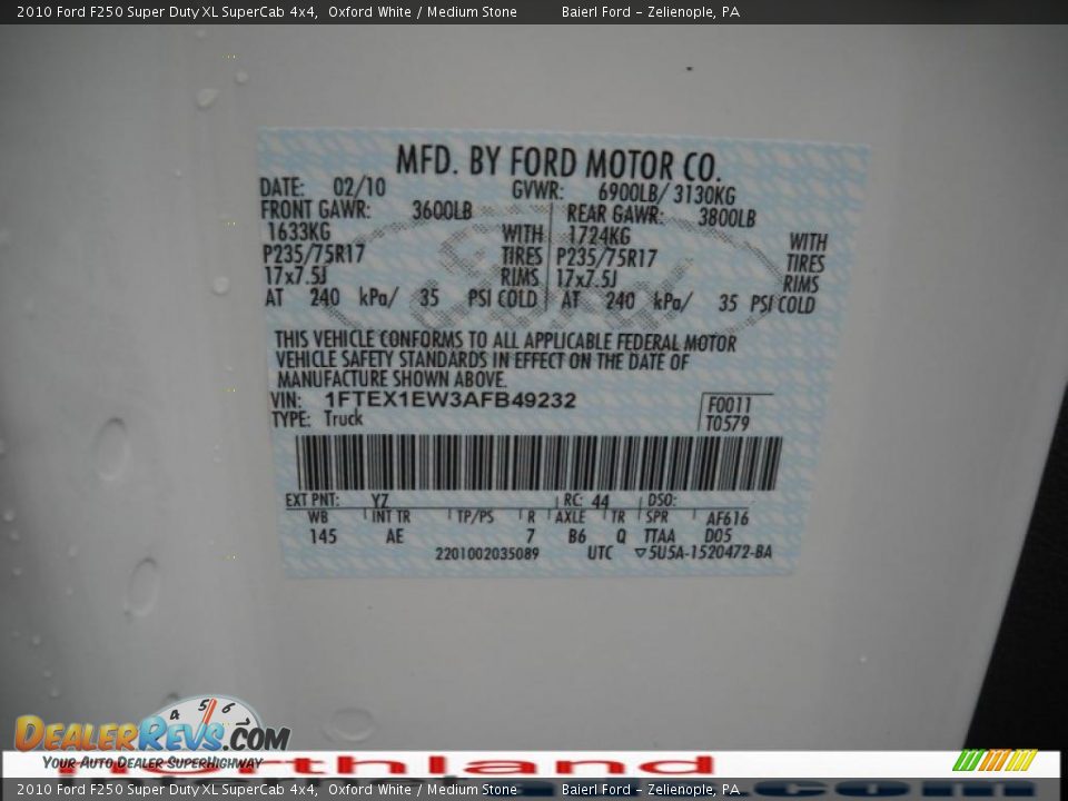 2010 Ford F250 Super Duty XL SuperCab 4x4 Oxford White / Medium Stone Photo #12