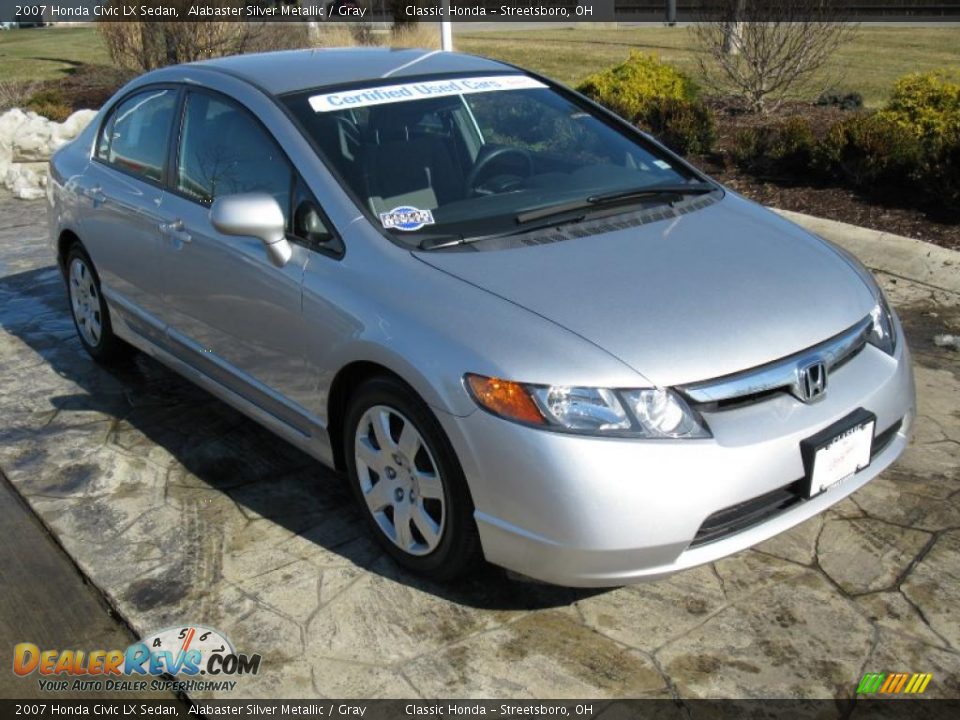 2007 Honda Civic LX Sedan Alabaster Silver Metallic / Gray Photo #1