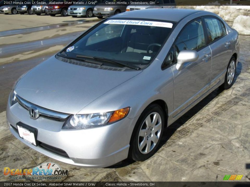 2007 Honda Civic LX Sedan Alabaster Silver Metallic / Gray Photo #2