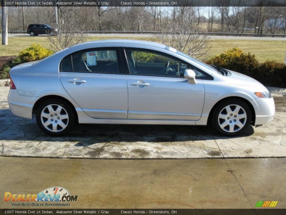 2007 Honda Civic LX Sedan Alabaster Silver Metallic / Gray Photo #3
