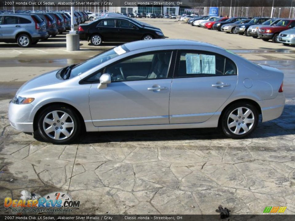 2007 Honda Civic LX Sedan Alabaster Silver Metallic / Gray Photo #4