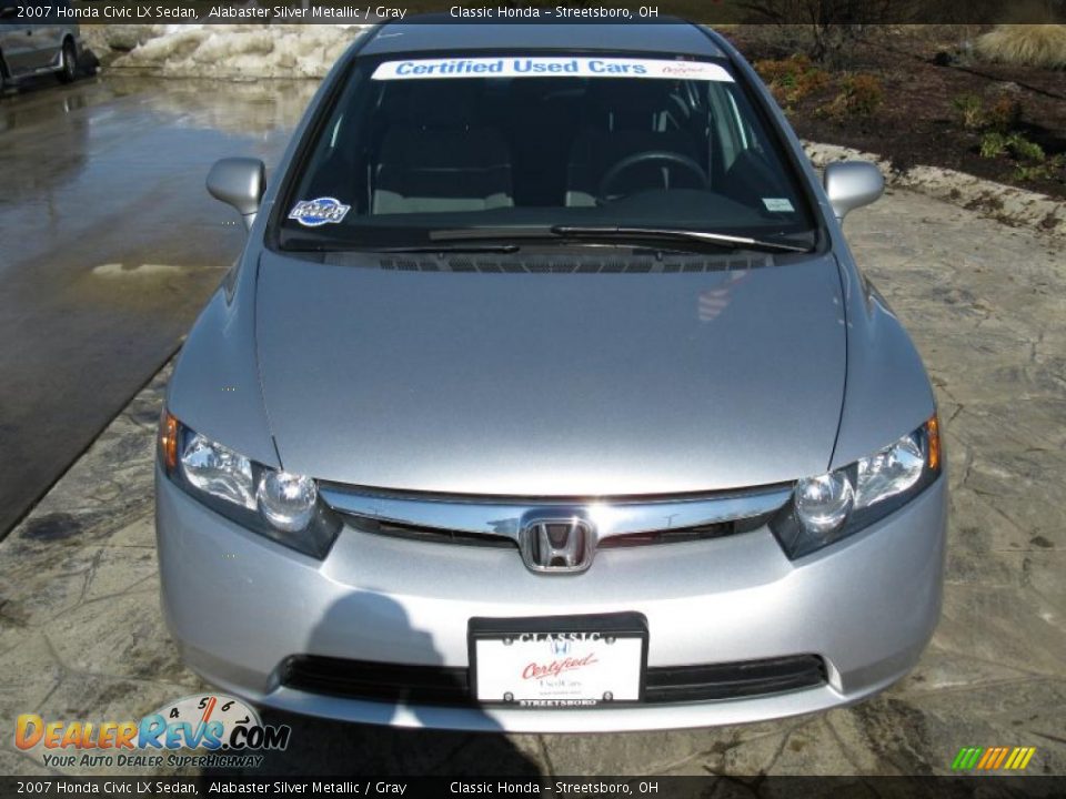 2007 Honda Civic LX Sedan Alabaster Silver Metallic / Gray Photo #5