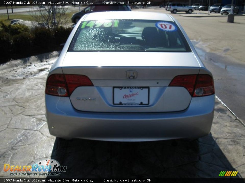 2007 Honda Civic LX Sedan Alabaster Silver Metallic / Gray Photo #6