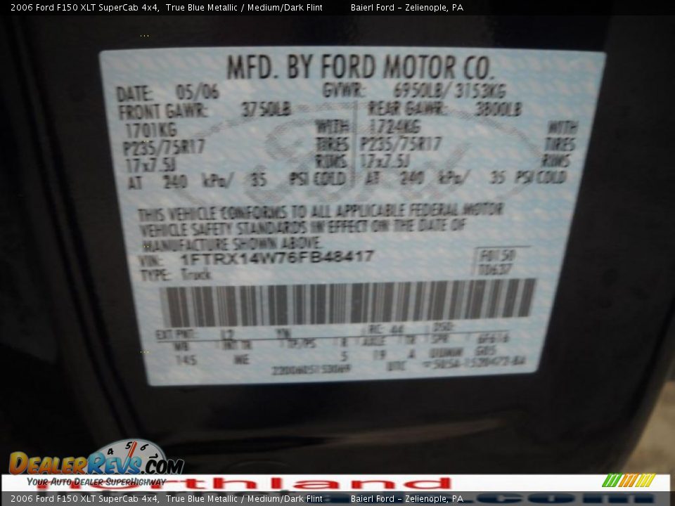 2006 Ford F150 XLT SuperCab 4x4 True Blue Metallic / Medium/Dark Flint Photo #12
