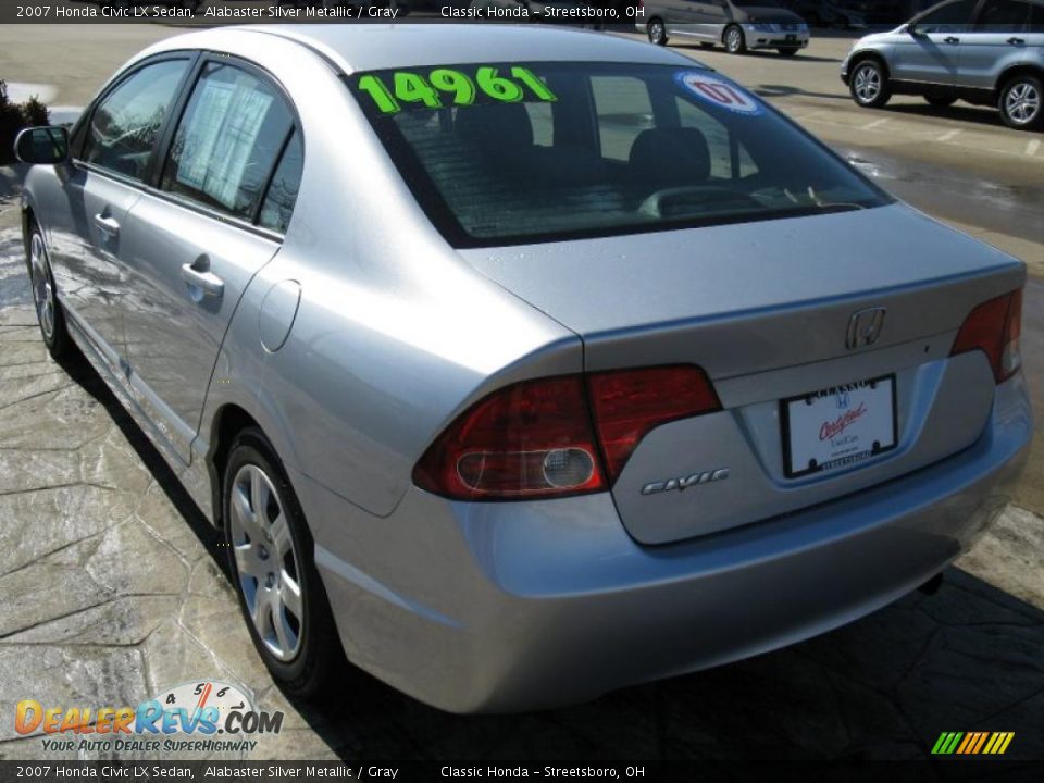 2007 Honda Civic LX Sedan Alabaster Silver Metallic / Gray Photo #7