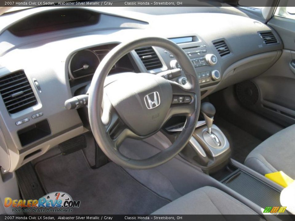 2007 Honda Civic LX Sedan Alabaster Silver Metallic / Gray Photo #14