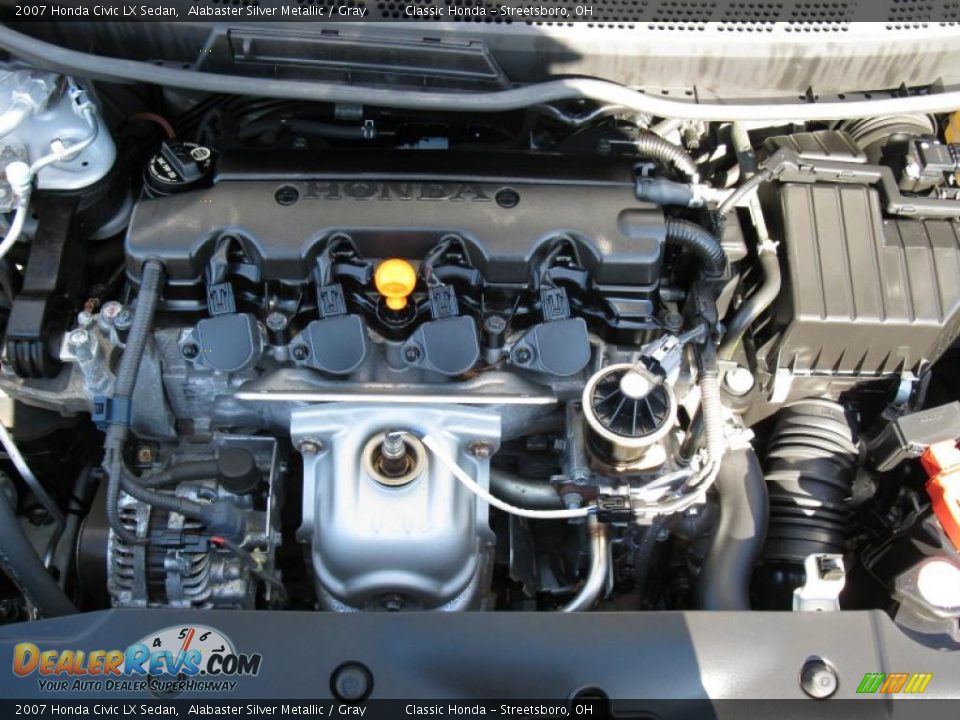 2007 Honda Civic LX Sedan Alabaster Silver Metallic / Gray Photo #24