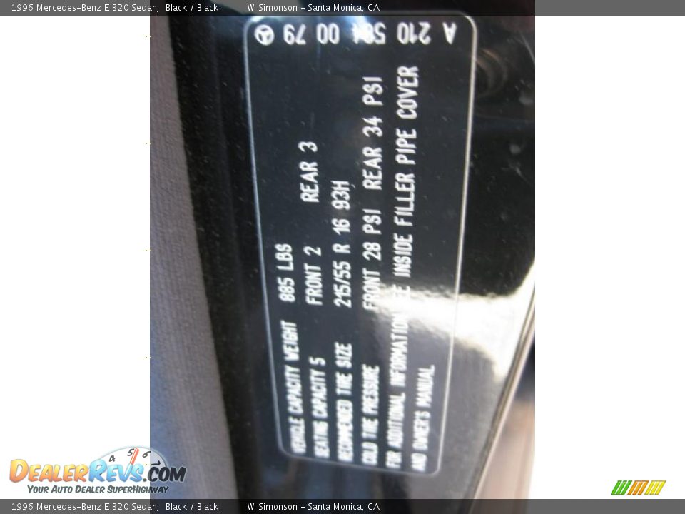 1996 Mercedes-Benz E 320 Sedan Black / Black Photo #34