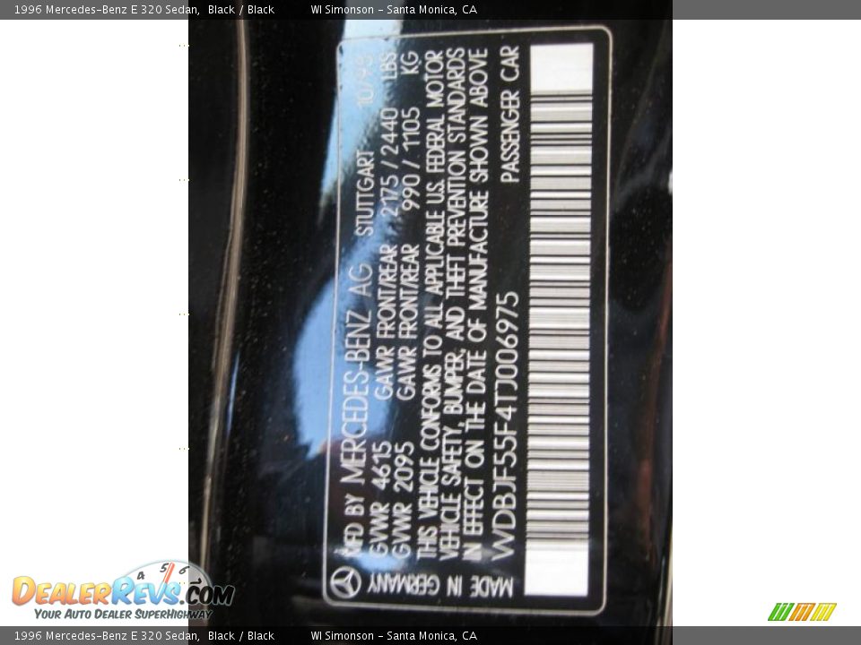 1996 Mercedes-Benz E 320 Sedan Black / Black Photo #35