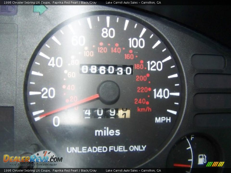 1998 Chrysler Sebring LXi Coupe Paprika Red Pearl / Black/Gray Photo #18