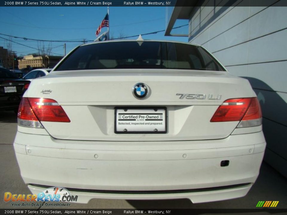2008 BMW 7 Series 750Li Sedan Alpine White / Cream Beige Photo #5