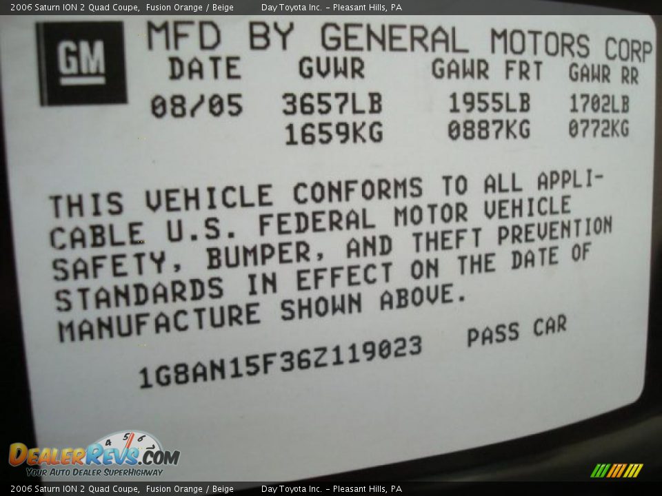 2006 Saturn ION 2 Quad Coupe Fusion Orange / Beige Photo #14