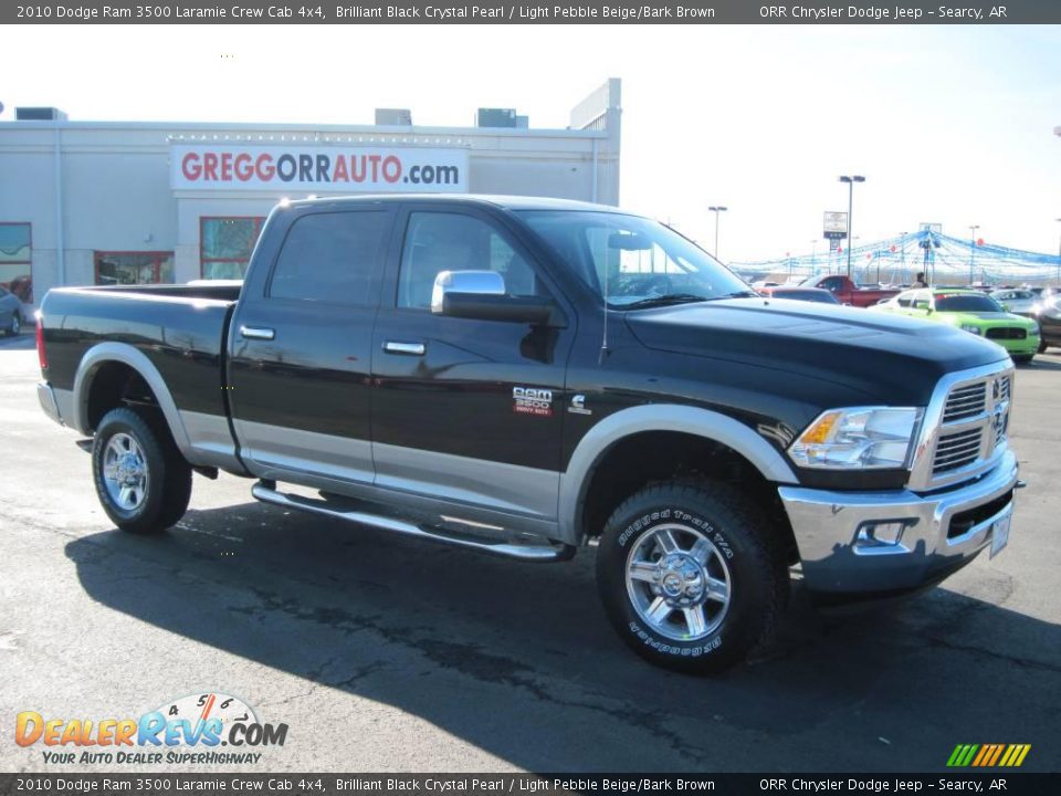 2010 Dodge Ram 3500 Laramie Crew Cab 4x4 Brilliant Black Crystal Pearl / Light Pebble Beige/Bark Brown Photo #1
