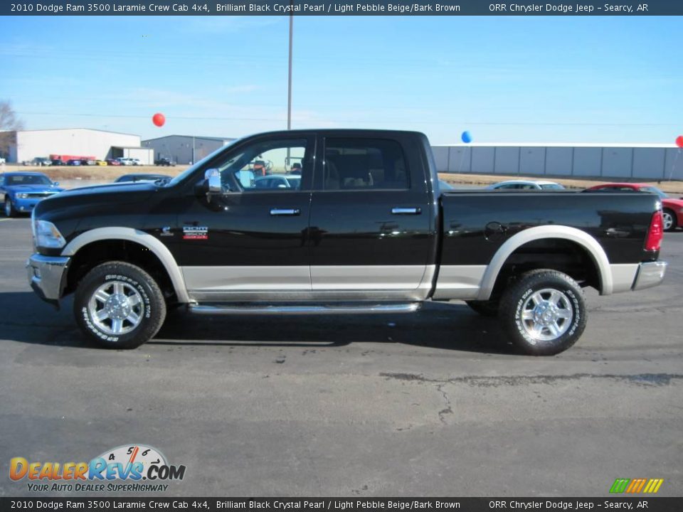 2010 Dodge Ram 3500 Laramie Crew Cab 4x4 Brilliant Black Crystal Pearl / Light Pebble Beige/Bark Brown Photo #3