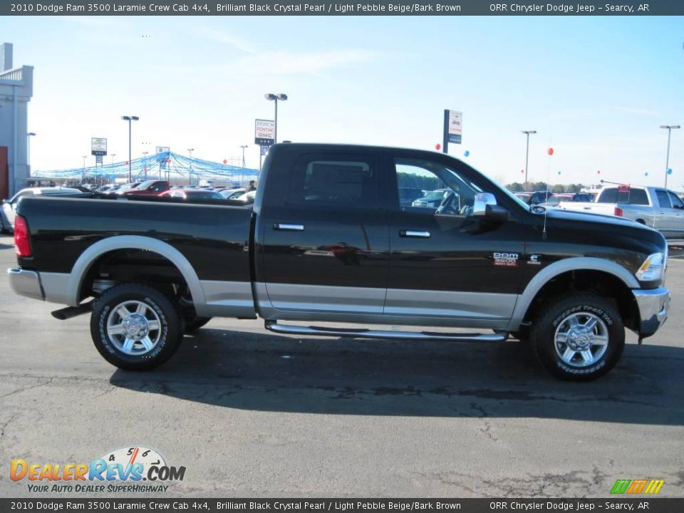 2010 Dodge Ram 3500 Laramie Crew Cab 4x4 Brilliant Black Crystal Pearl / Light Pebble Beige/Bark Brown Photo #4