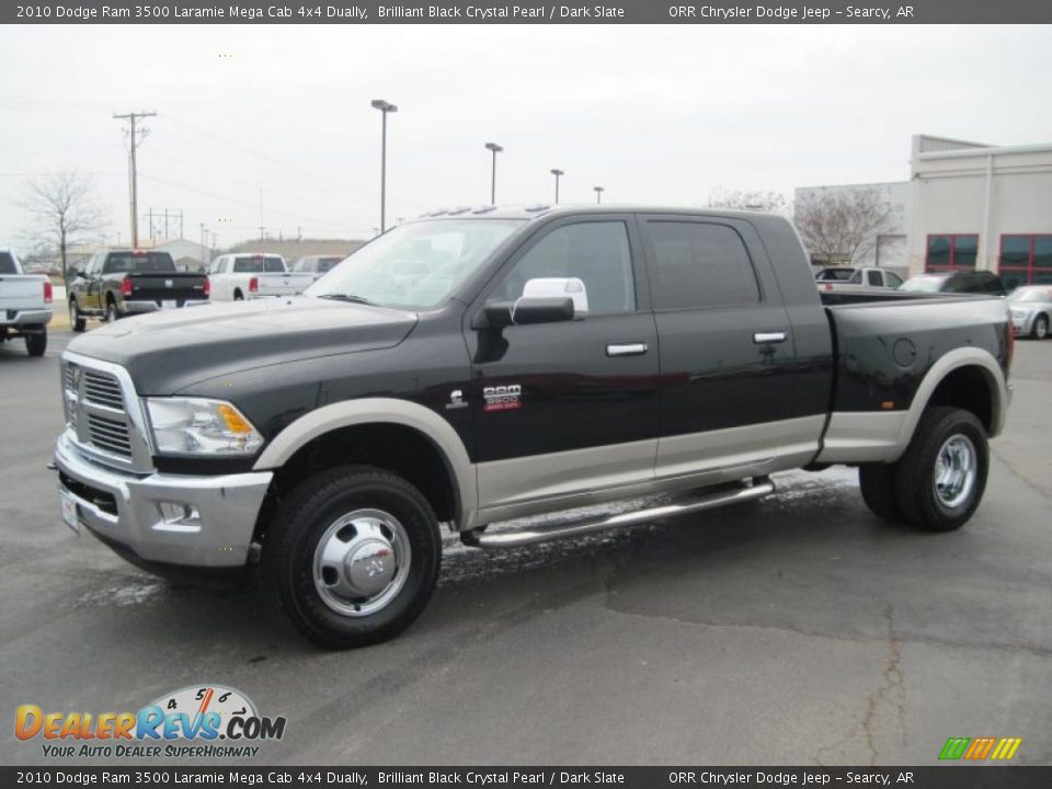 2010 Dodge Ram 3500 Laramie Mega Cab 4x4 Dually Brilliant Black Crystal Pearl / Dark Slate Photo #1