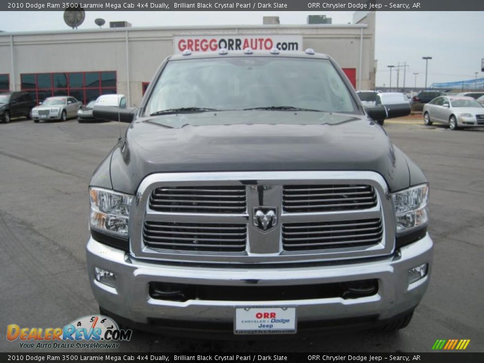 2010 Dodge Ram 3500 Laramie Mega Cab 4x4 Dually Brilliant Black Crystal Pearl / Dark Slate Photo #2