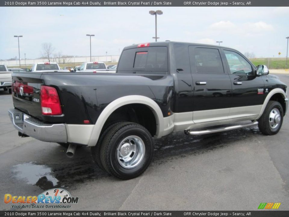 2010 Dodge Ram 3500 Laramie Mega Cab 4x4 Dually Brilliant Black Crystal Pearl / Dark Slate Photo #4