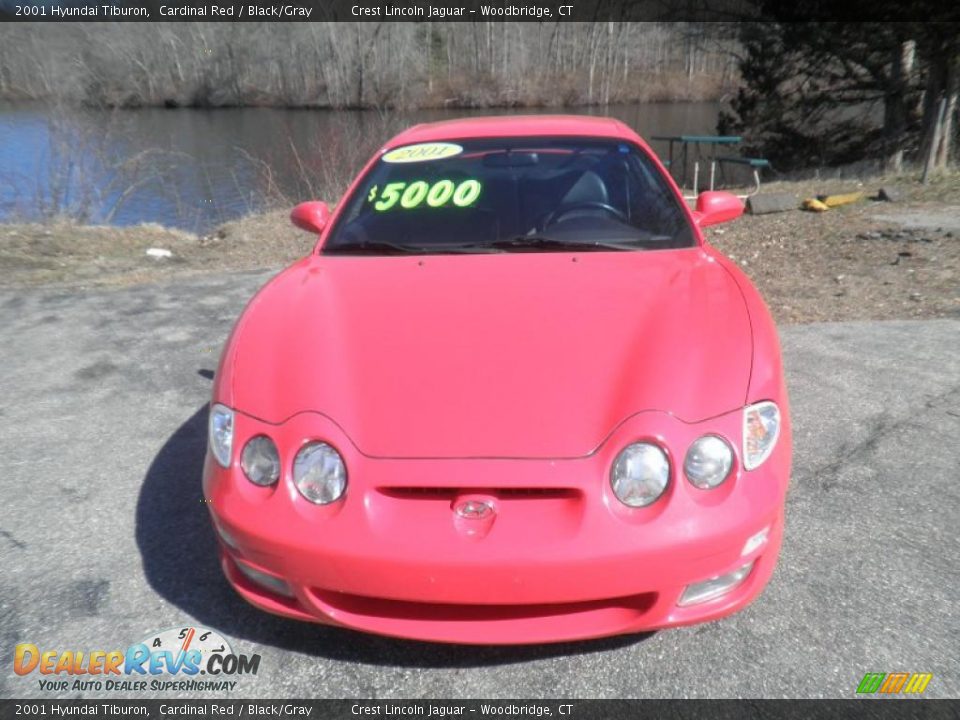 2001 Hyundai Tiburon Cardinal Red / Black/Gray Photo #2