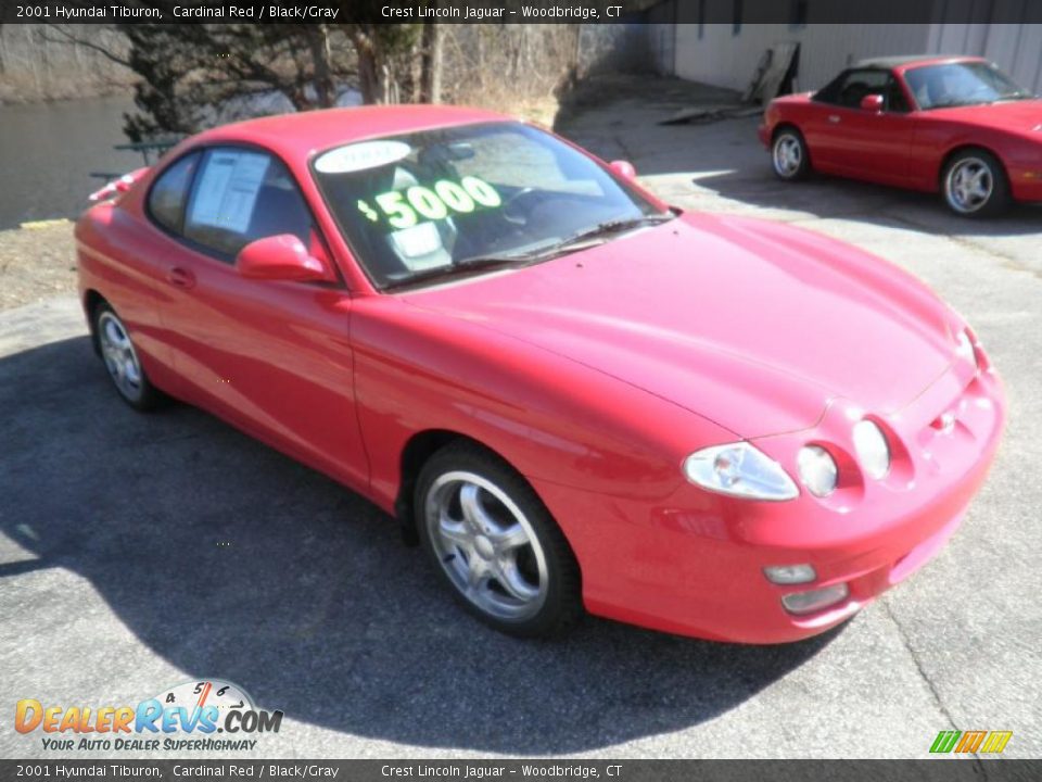 2001 Hyundai Tiburon Cardinal Red / Black/Gray Photo #3