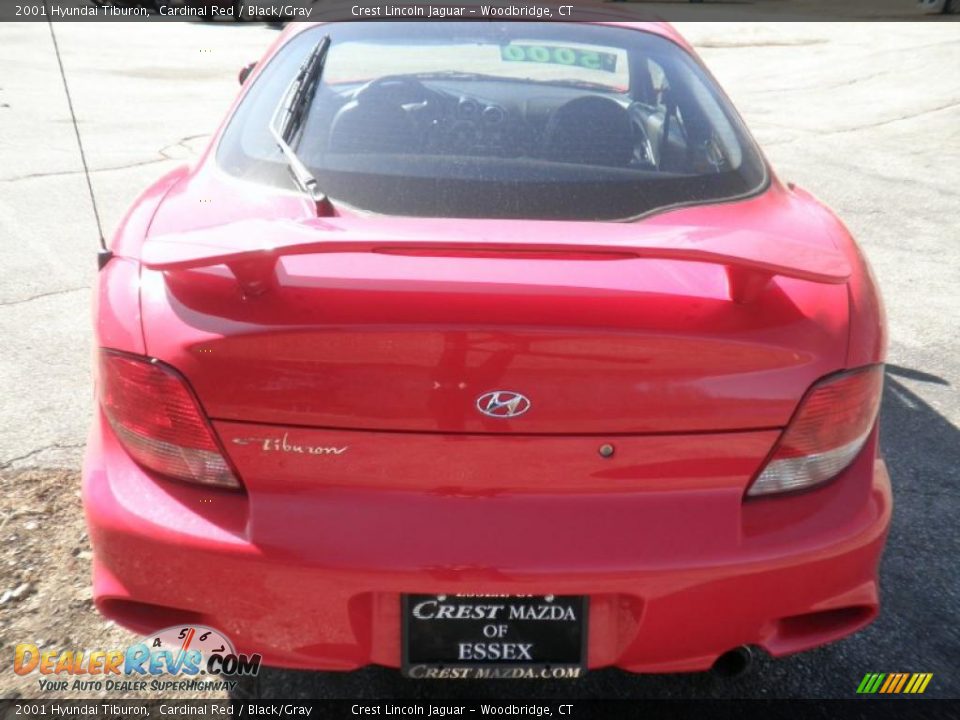 2001 Hyundai Tiburon Cardinal Red / Black/Gray Photo #5