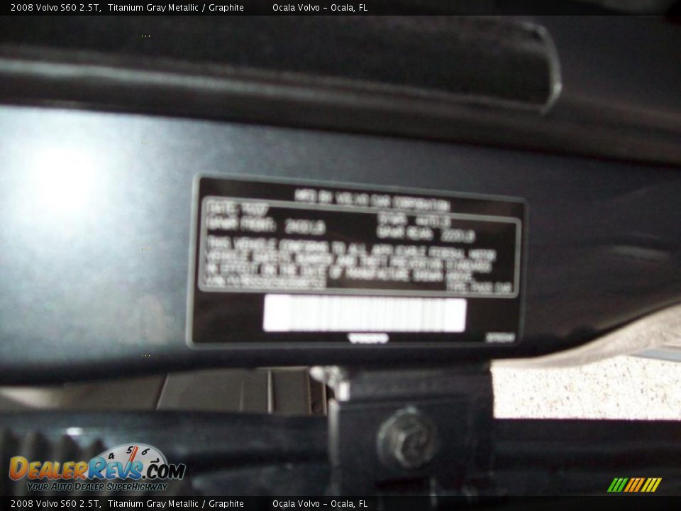 2008 Volvo S60 2.5T Titanium Gray Metallic / Graphite Photo #21