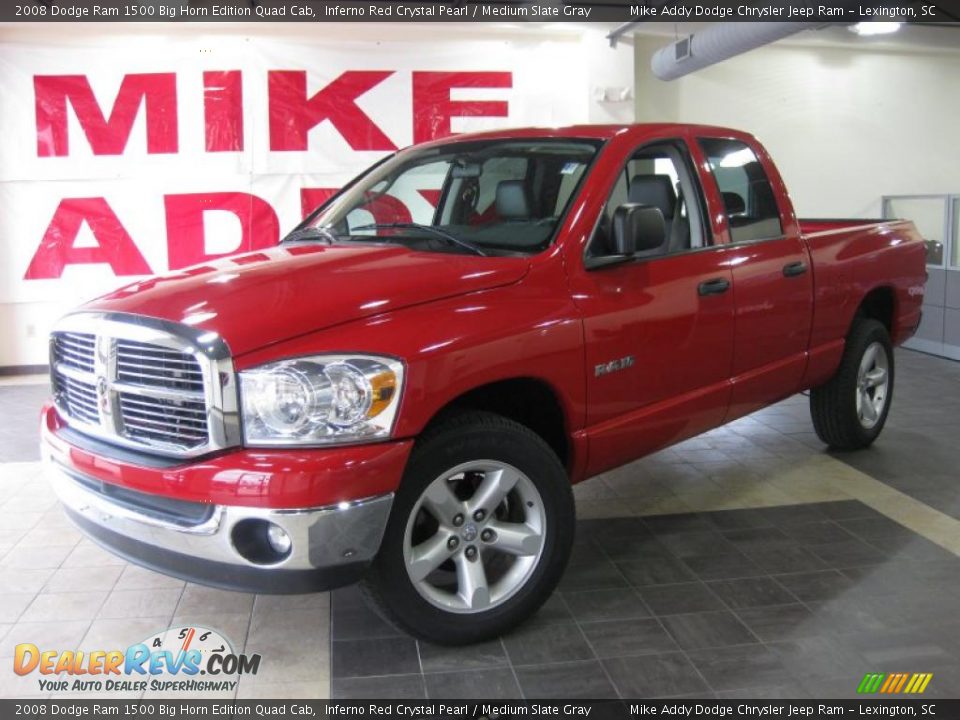 2008 Dodge Ram 1500 Big Horn Edition Quad Cab Inferno Red Crystal Pearl / Medium Slate Gray Photo #1