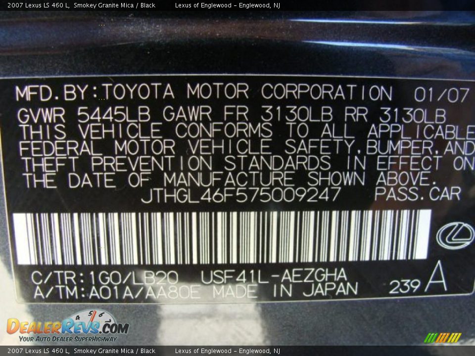 2007 Lexus LS 460 L Smokey Granite Mica / Black Photo #15