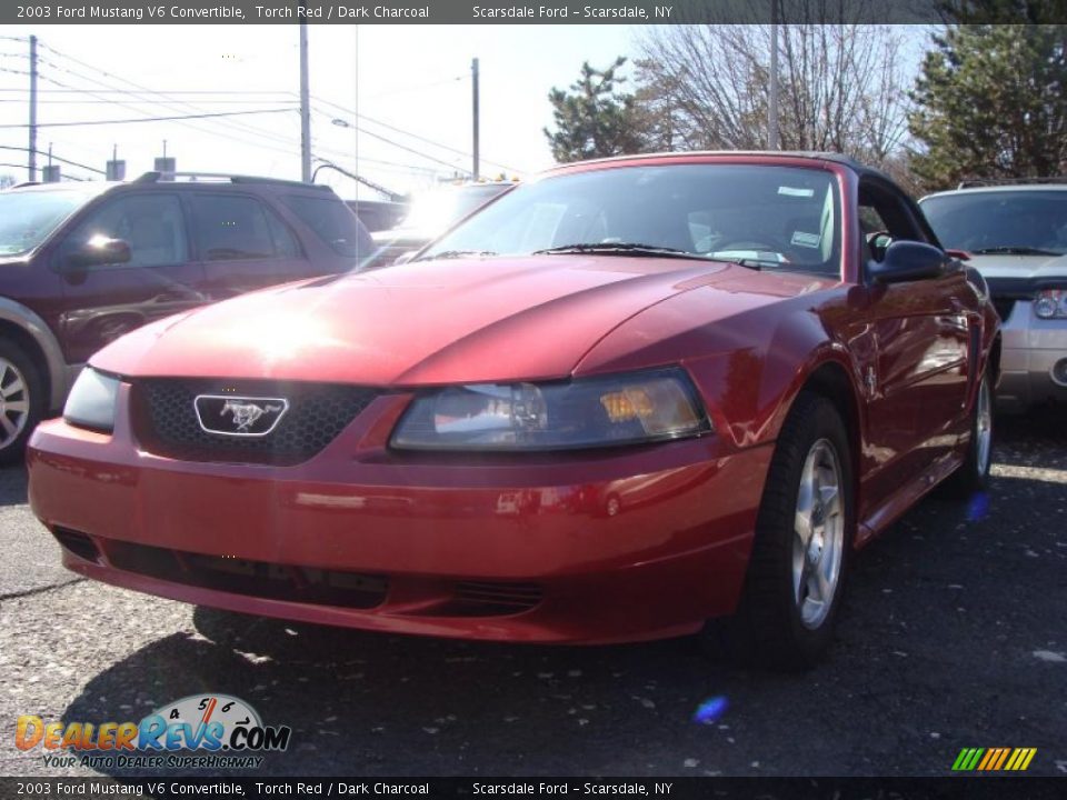 2003 Ford Mustang V6 Convertible Torch Red / Dark Charcoal Photo #1
