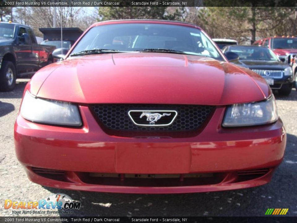 2003 Ford Mustang V6 Convertible Torch Red / Dark Charcoal Photo #2