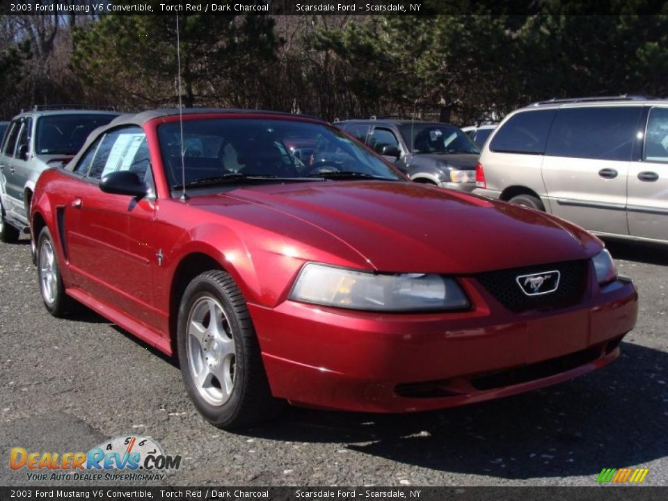 2003 Ford Mustang V6 Convertible Torch Red / Dark Charcoal Photo #3