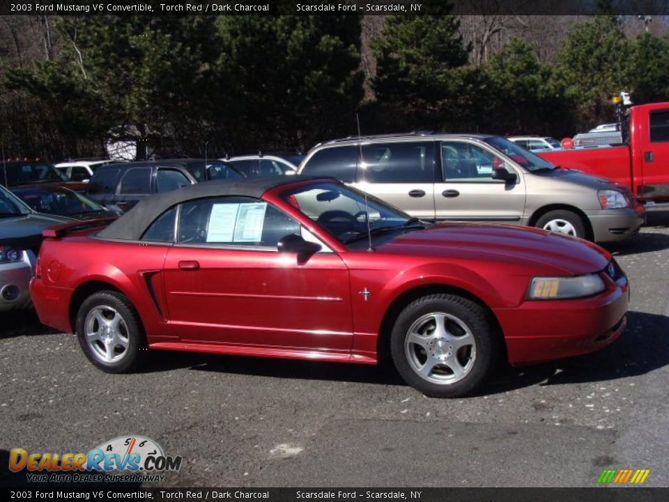 2003 Ford Mustang V6 Convertible Torch Red / Dark Charcoal Photo #4
