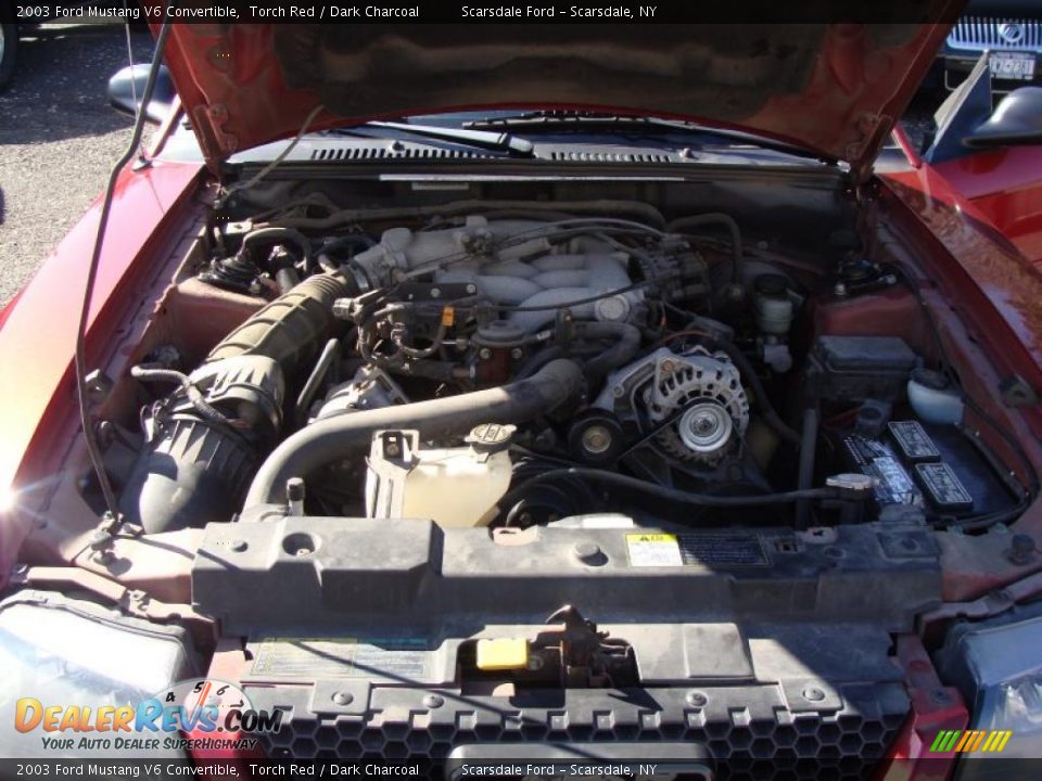 2003 Ford Mustang V6 Convertible Torch Red / Dark Charcoal Photo #26