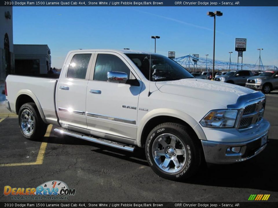 2010 Dodge Ram 1500 Laramie Quad Cab 4x4 Stone White / Light Pebble Beige/Bark Brown Photo #1