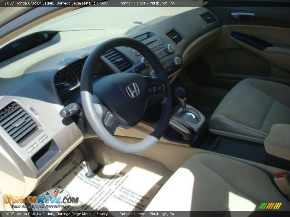 2007 Honda Civic LX Sedan Borrego Beige Metallic / Ivory Photo #15