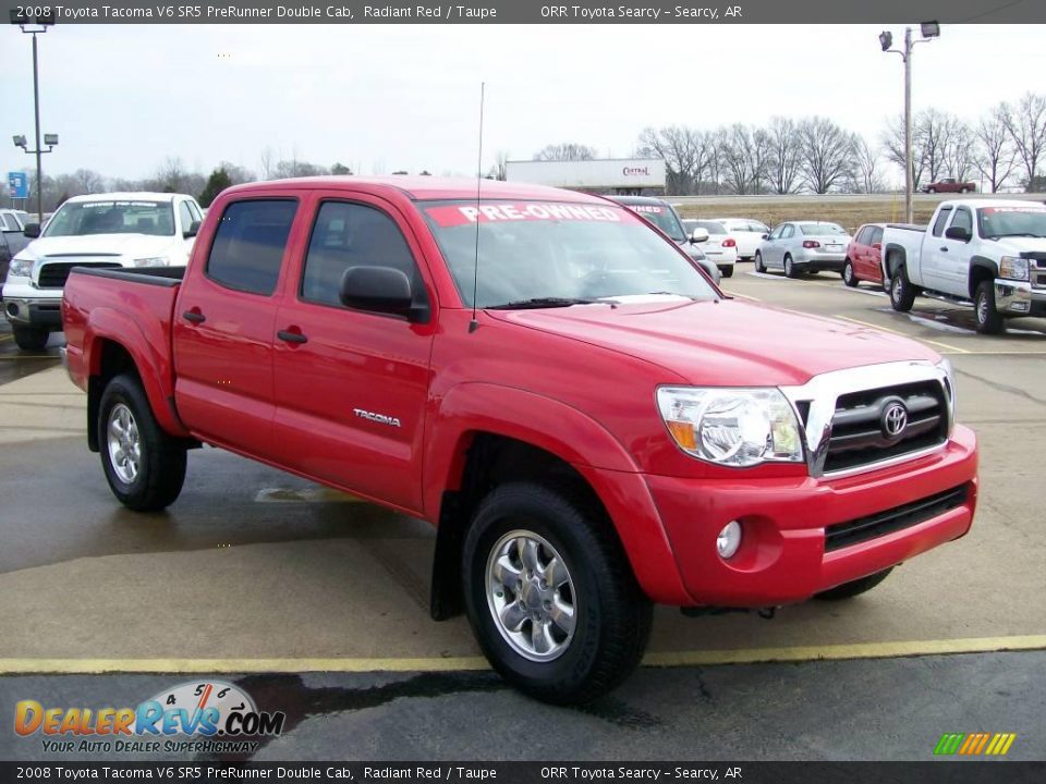 2008 Toyota Tacoma V6 SR5 PreRunner Double Cab Radiant Red / Taupe Photo #1