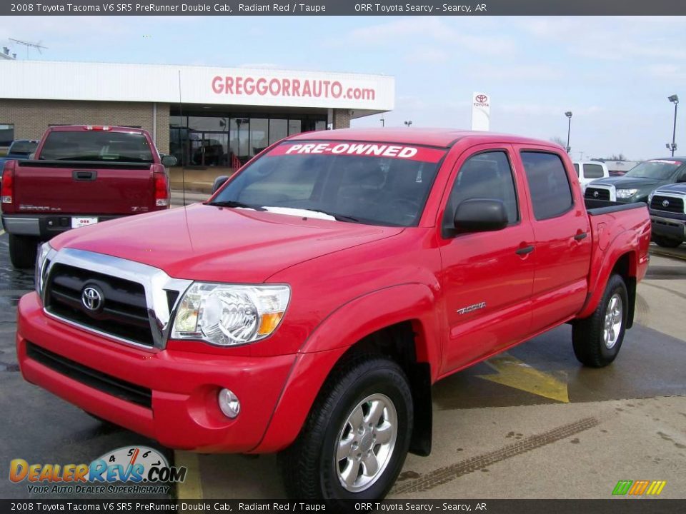 2008 Toyota Tacoma V6 SR5 PreRunner Double Cab Radiant Red / Taupe Photo #2