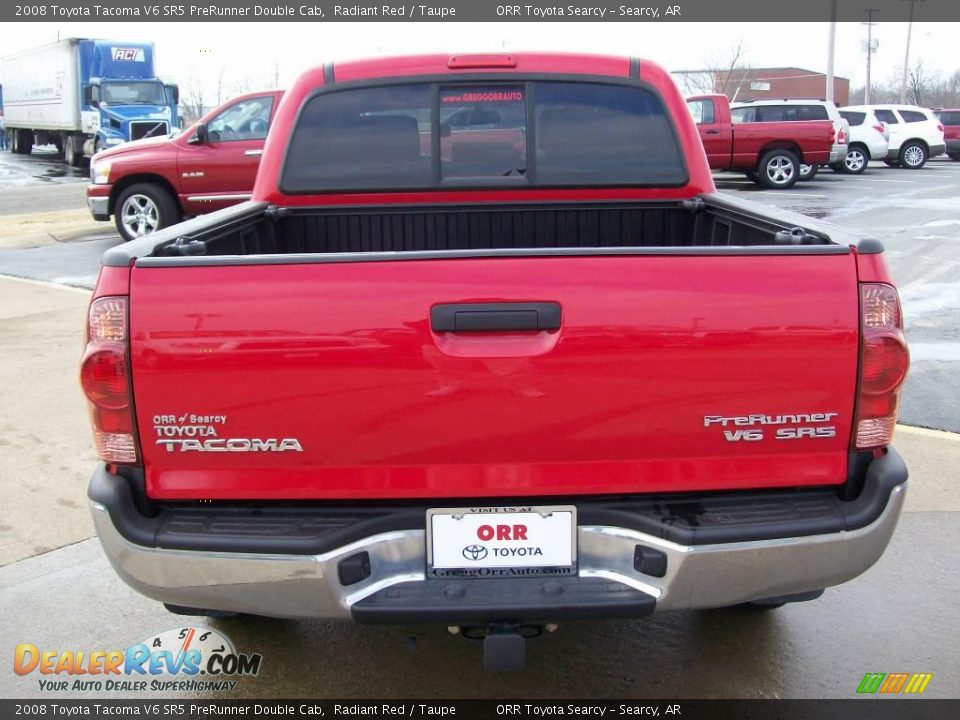 2008 Toyota Tacoma V6 SR5 PreRunner Double Cab Radiant Red / Taupe Photo #6