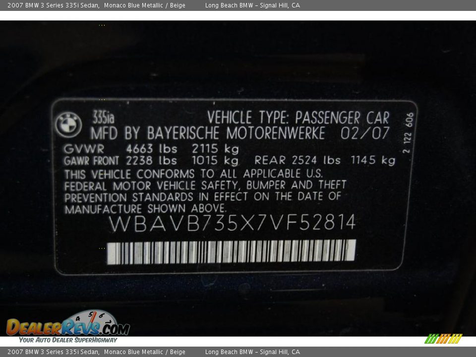 2007 BMW 3 Series 335i Sedan Monaco Blue Metallic / Beige Photo #14