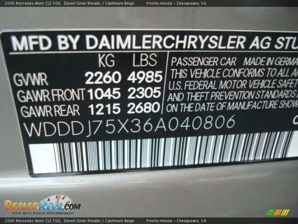 2006 Mercedes-Benz CLS 500 Desert Silver Metallic / Cashmere Beige Photo #32
