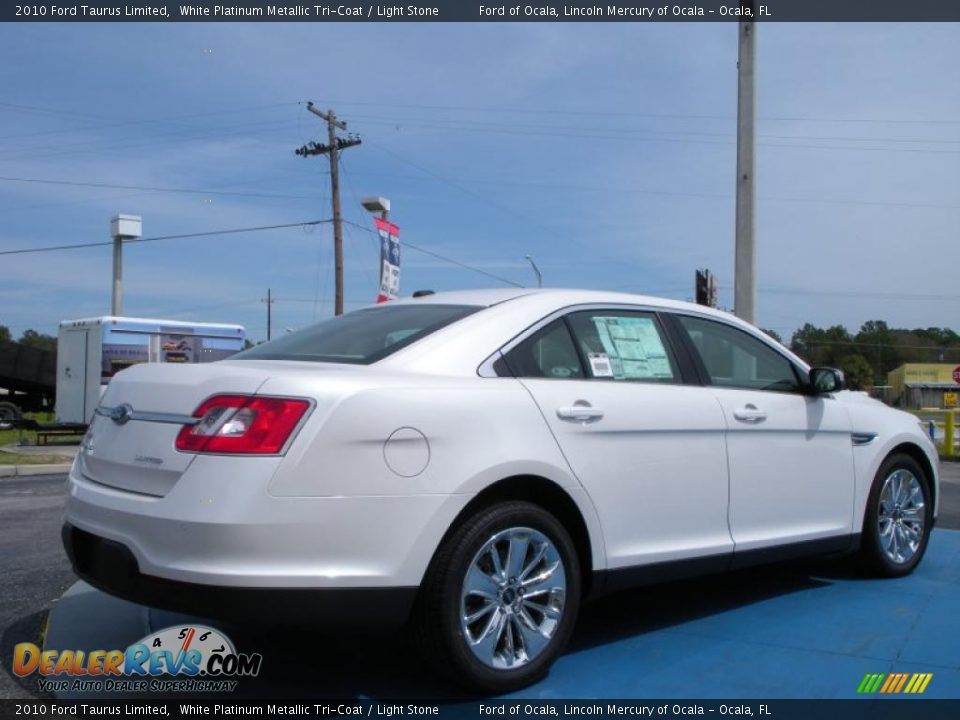 2010 Ford Taurus Limited White Platinum Metallic Tri-Coat / Light Stone Photo #3